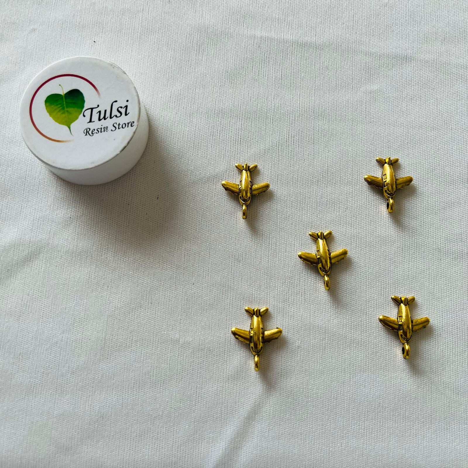 Gold Charm - Aeroplane (2pc)