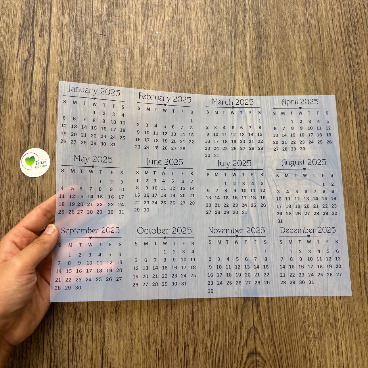 A4 Insert Sheet - Calendar 2025