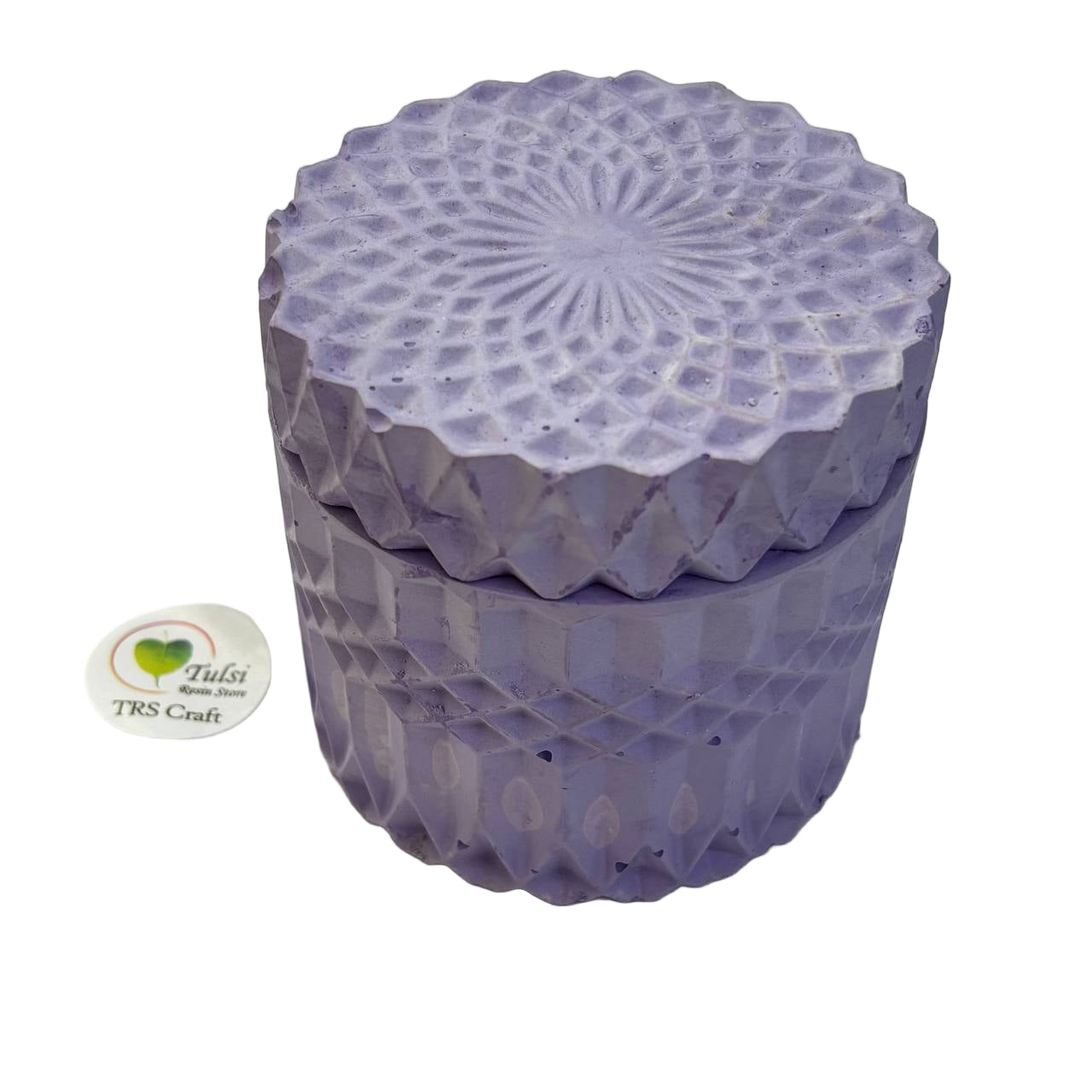 Concrete Jars (A21) - Diamond Cut Jar With Lid