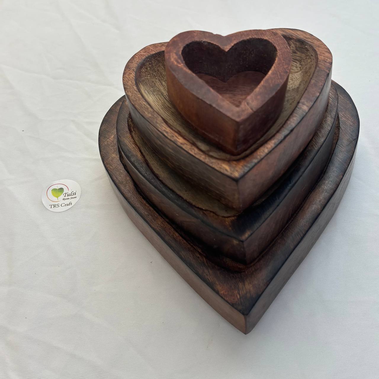 Wooden Candle Bowl - Heart