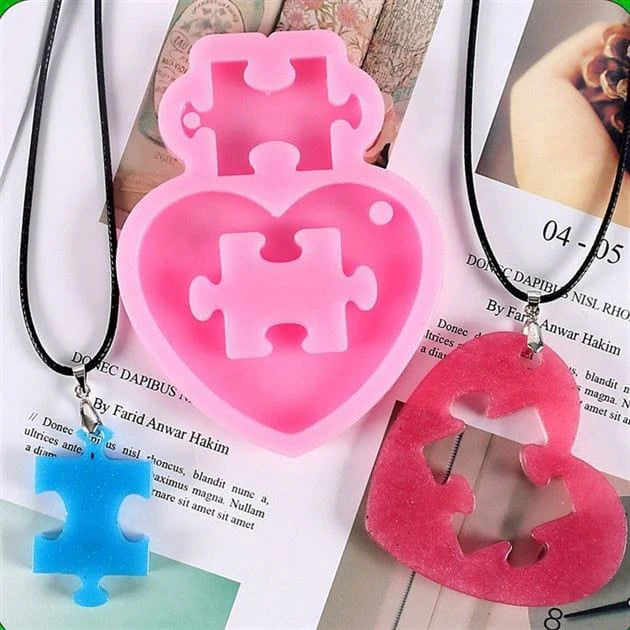 Pink Heart Puzzle Shape Mould