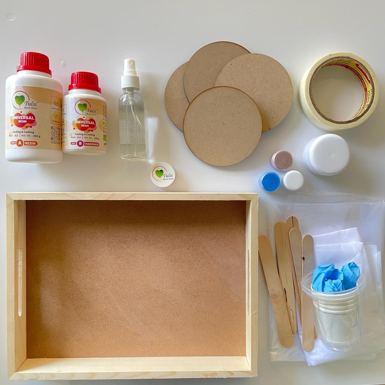 طقم قواعد أكواب مستطيلة من MDF اصنعها بنفسك