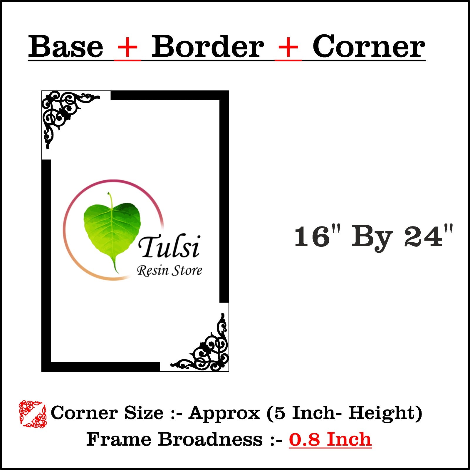 Designer Custom MDF Base + Gold Acrylic Border (B) 2 | Tulsi Resin