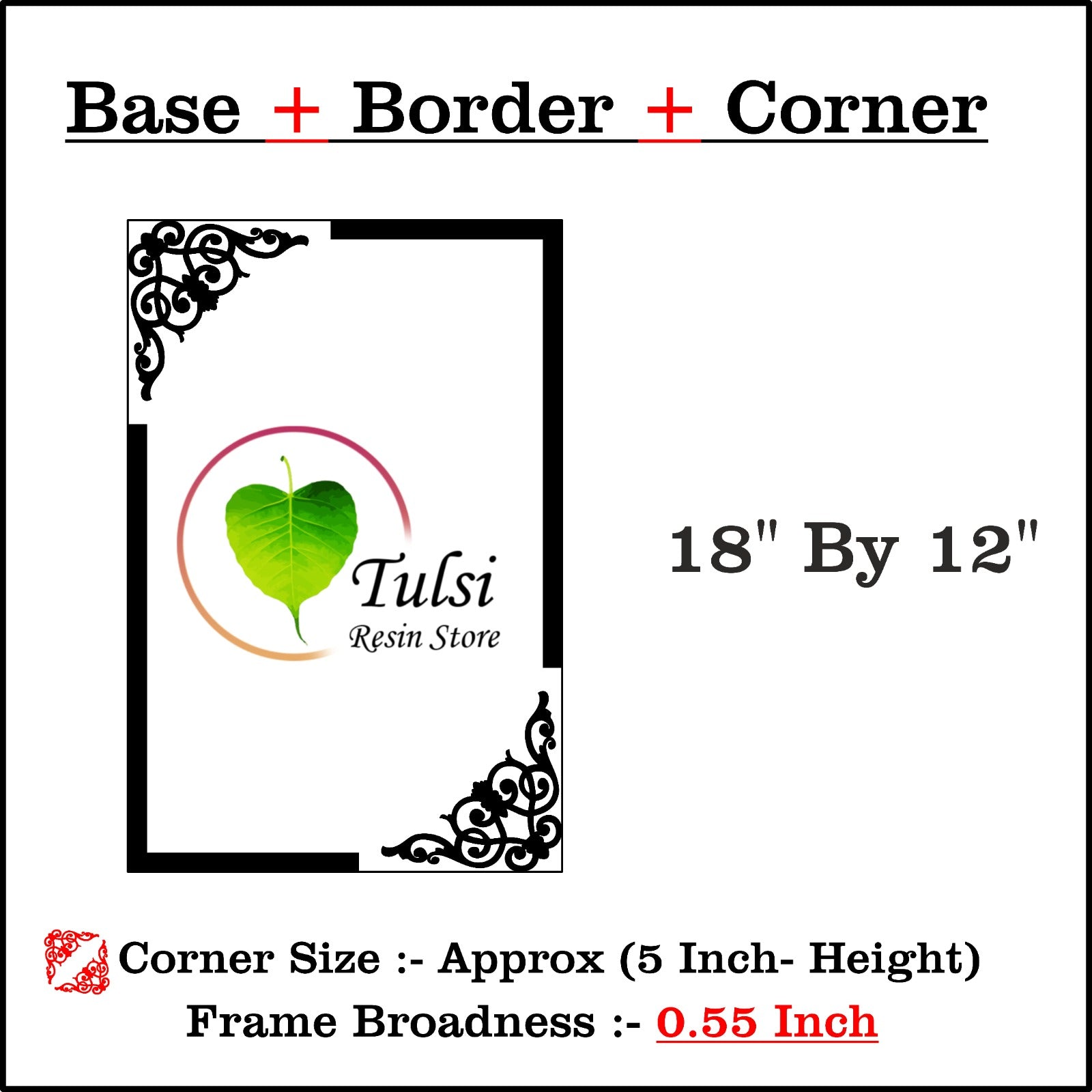 Designer Custom MDF Base + Gold Acrylic Border (B) 3 | Tulsi Resin