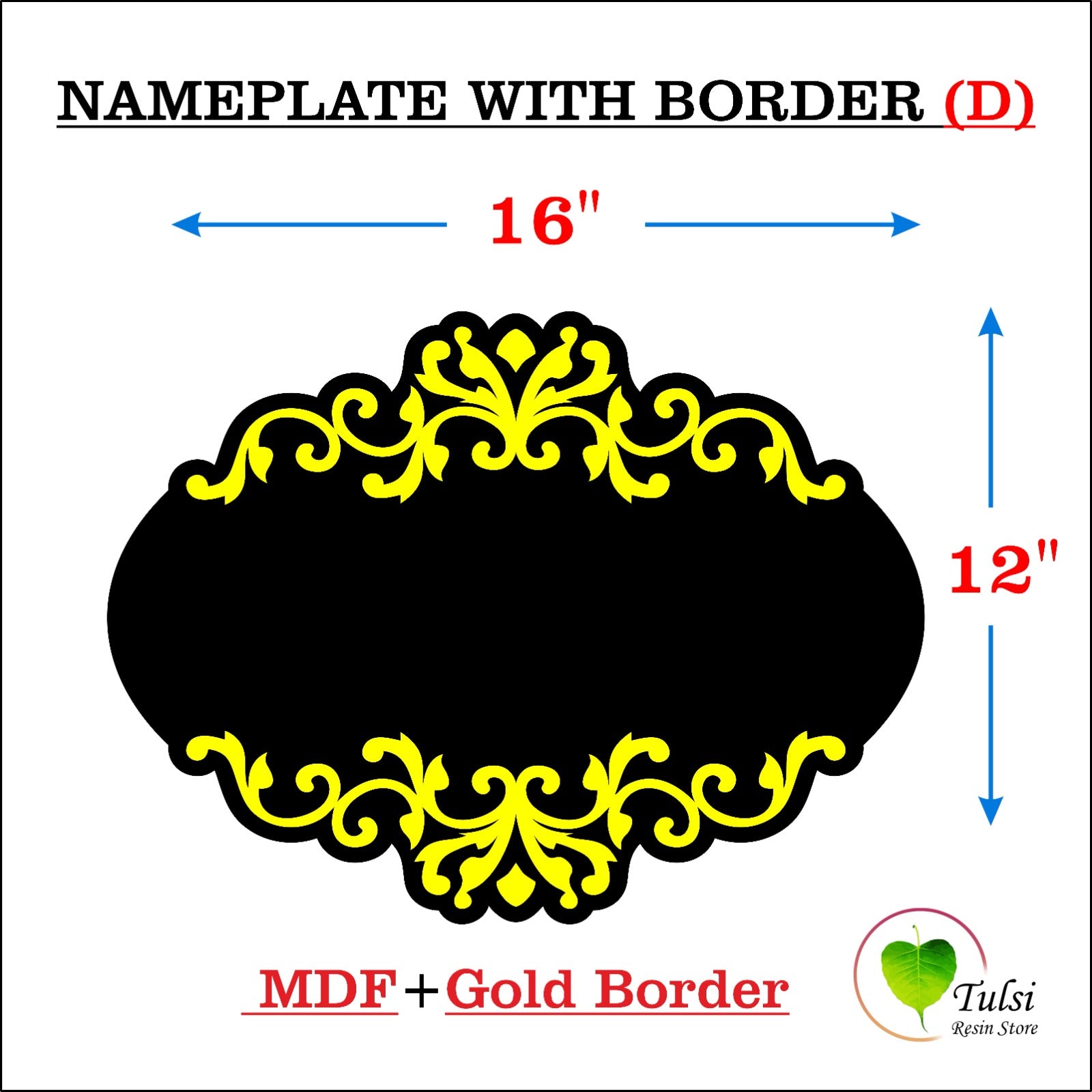 Designer Custom MDF Base + Gold Acrylic Border (D) 2 | Tulsi Resin