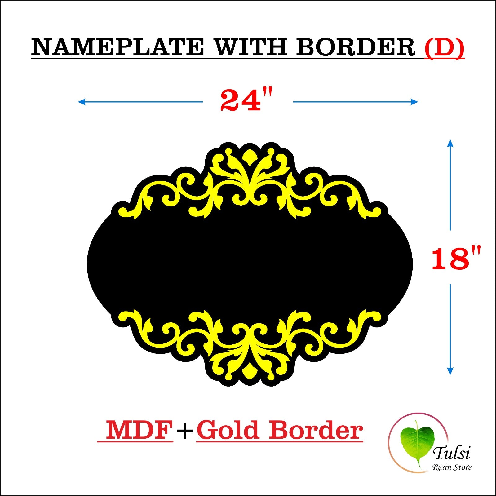 Designer Custom MDF Base + Gold Acrylic Border (D) 3 | Tulsi Resin