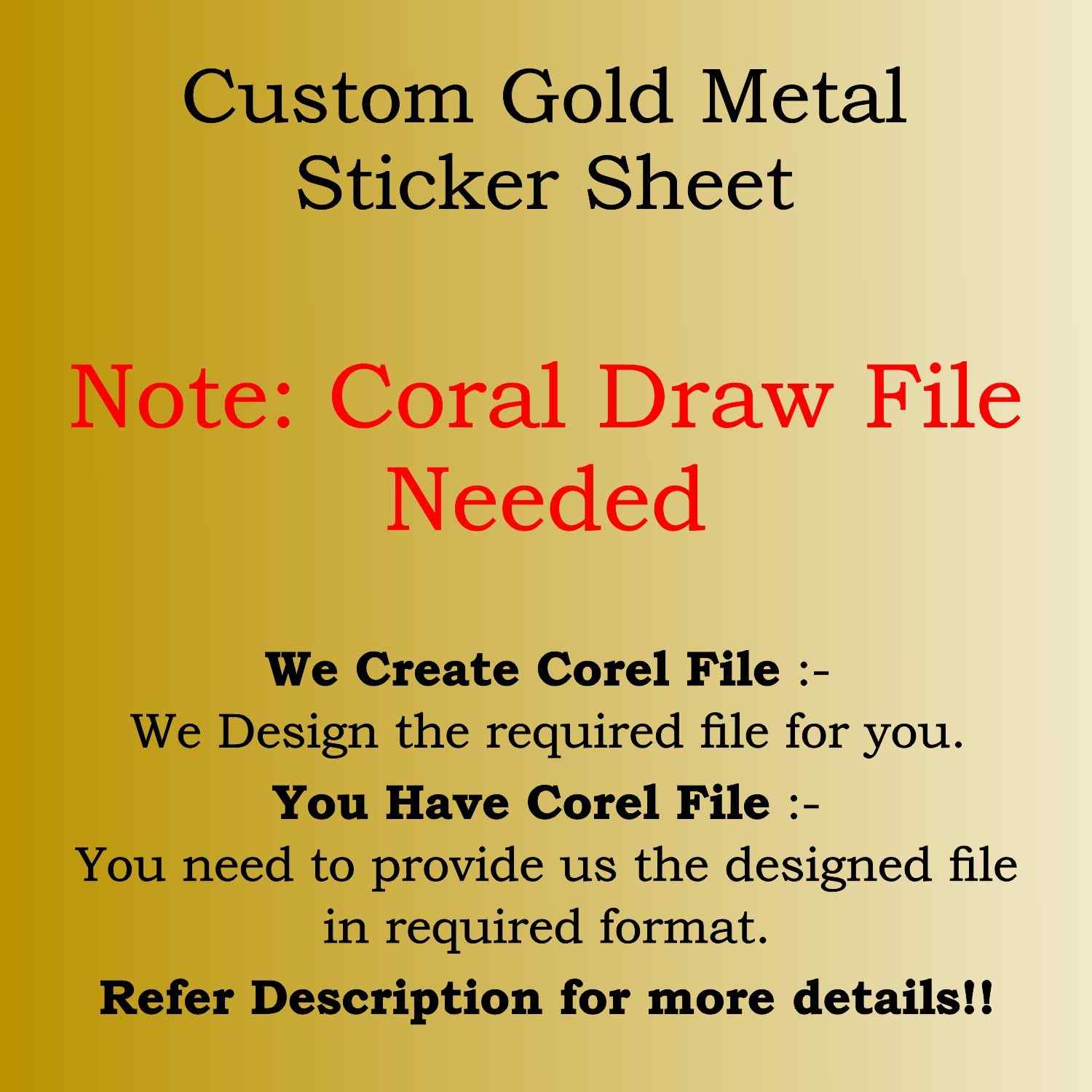 Custom Gold Metal Sticker Sheet