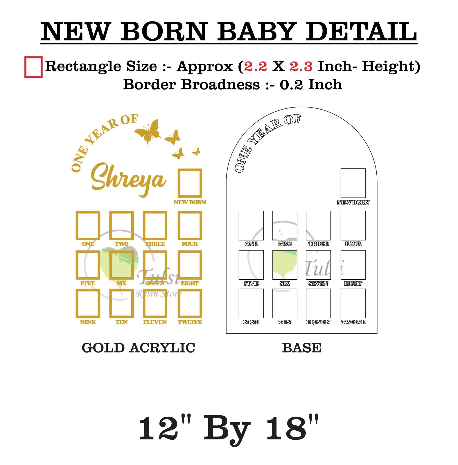 Custom Acrylic - One Year Baby Frame