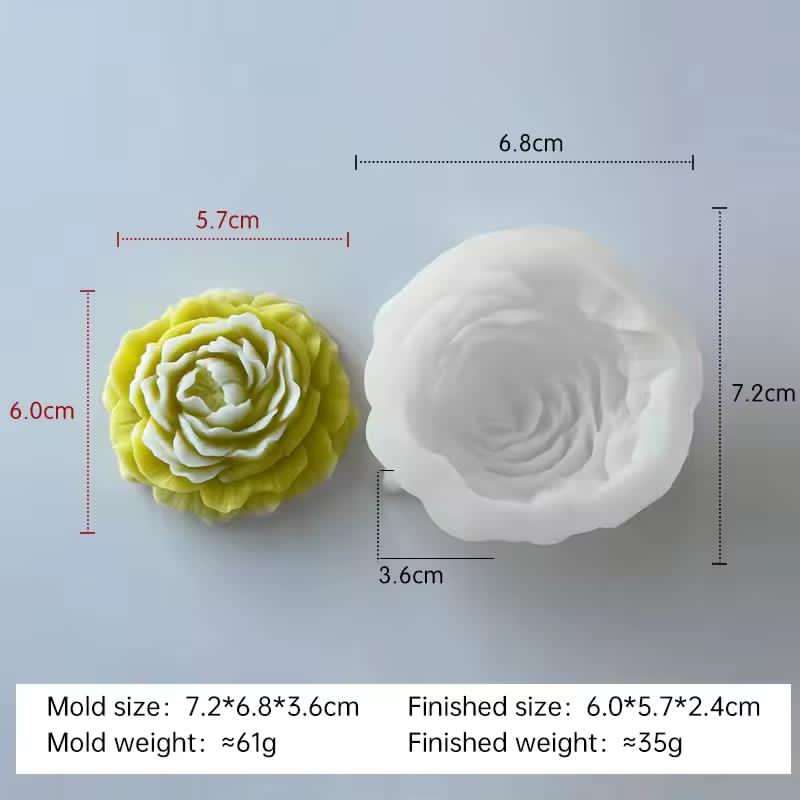 Peony Flower Candle Mould (B) - 6 Cm
