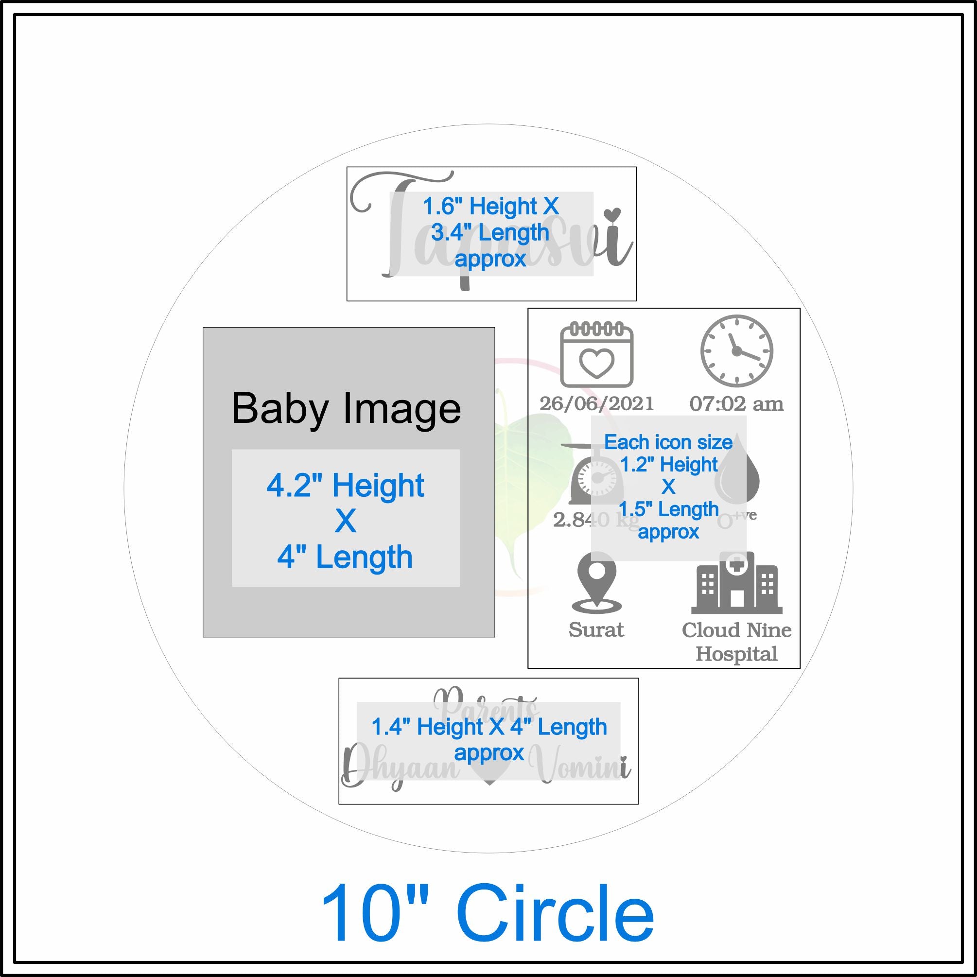 Custom Metal Sticker - New Born Details