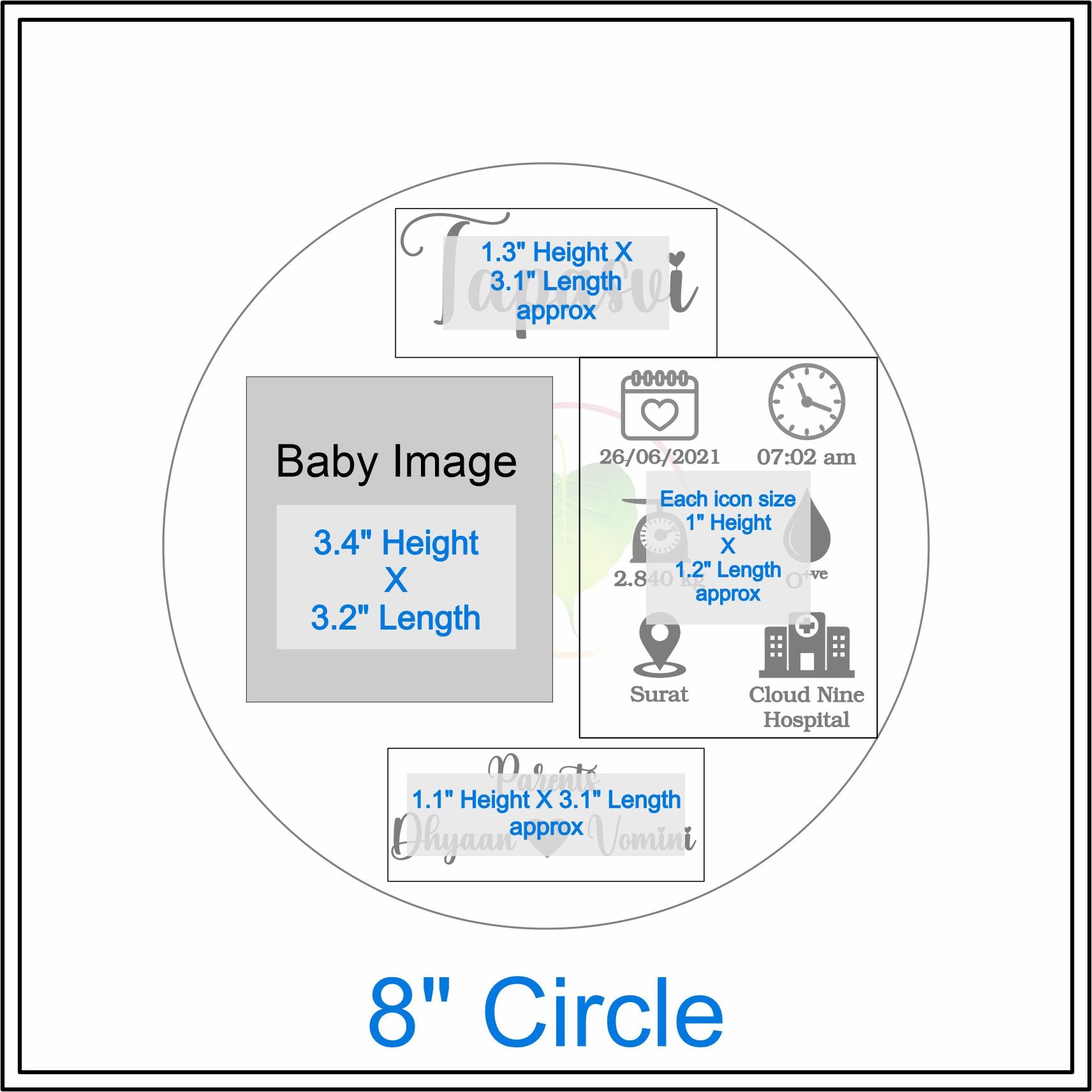 Custom Metal Sticker - New Born Details