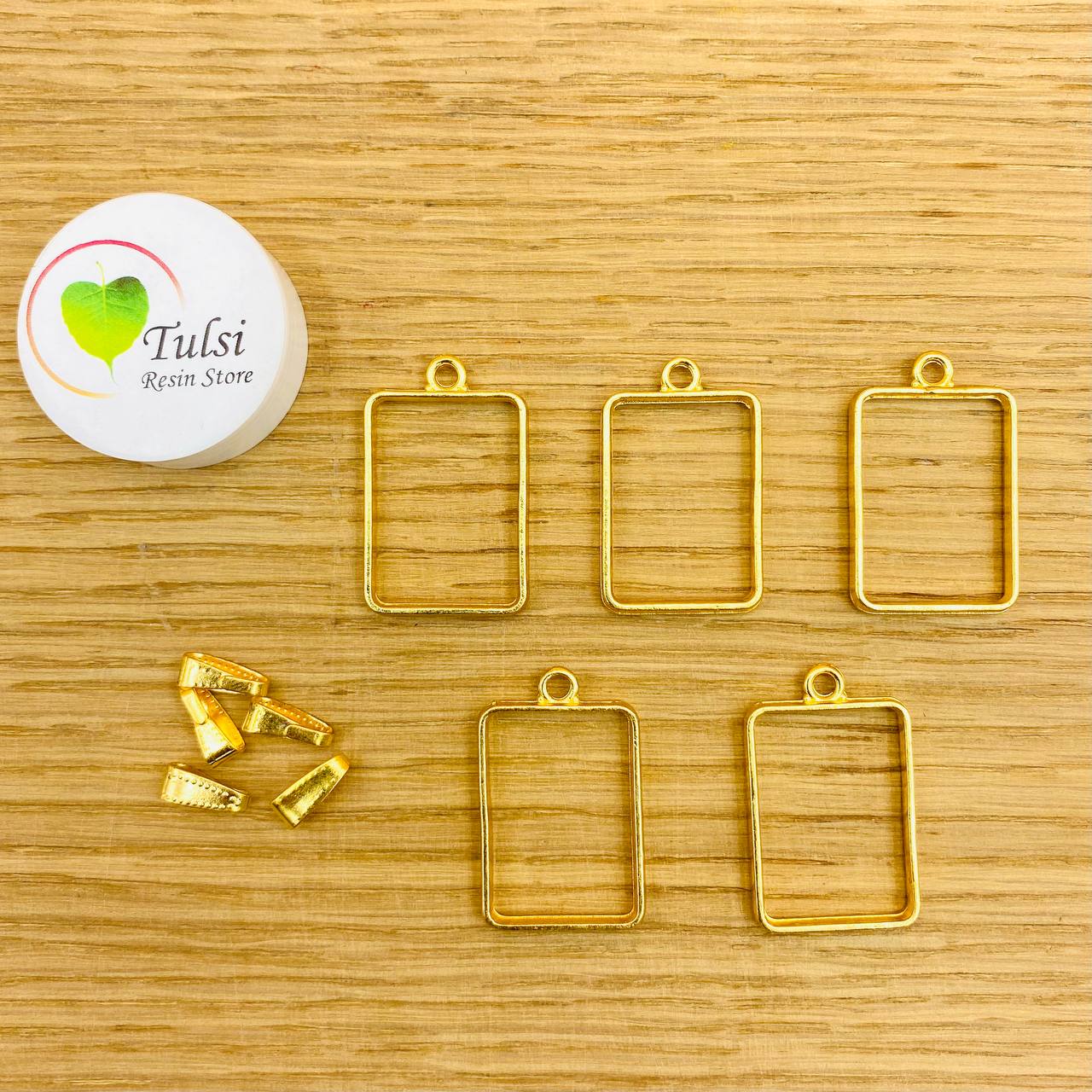 Rectangle Bazels With Clasp (5 Pc)