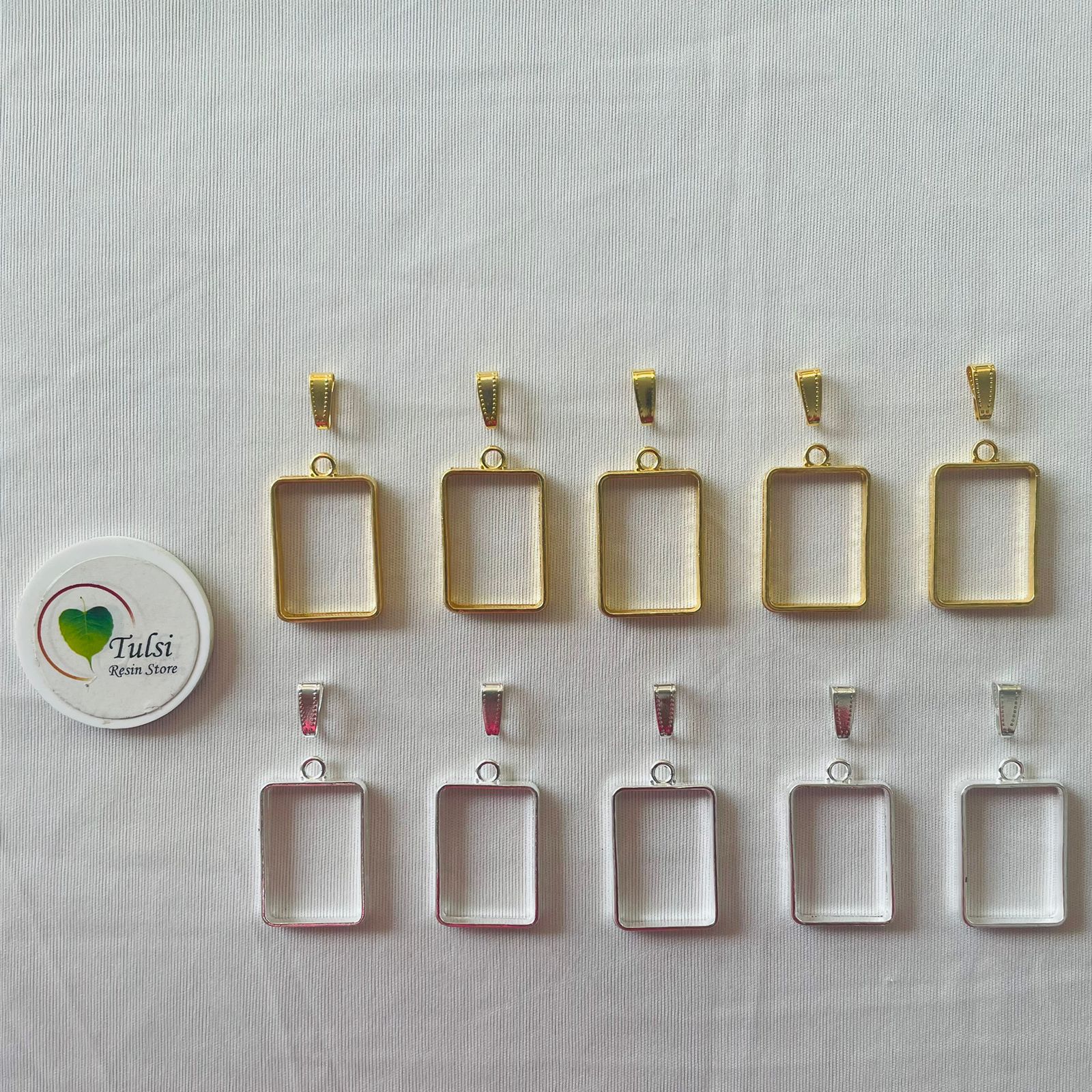 Rectangle Bazels With Clasp (5 Pc)