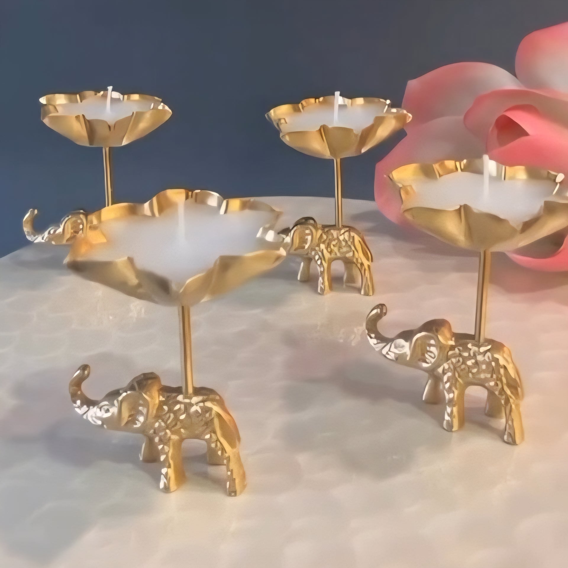 Metal Elephant Diya With Wax