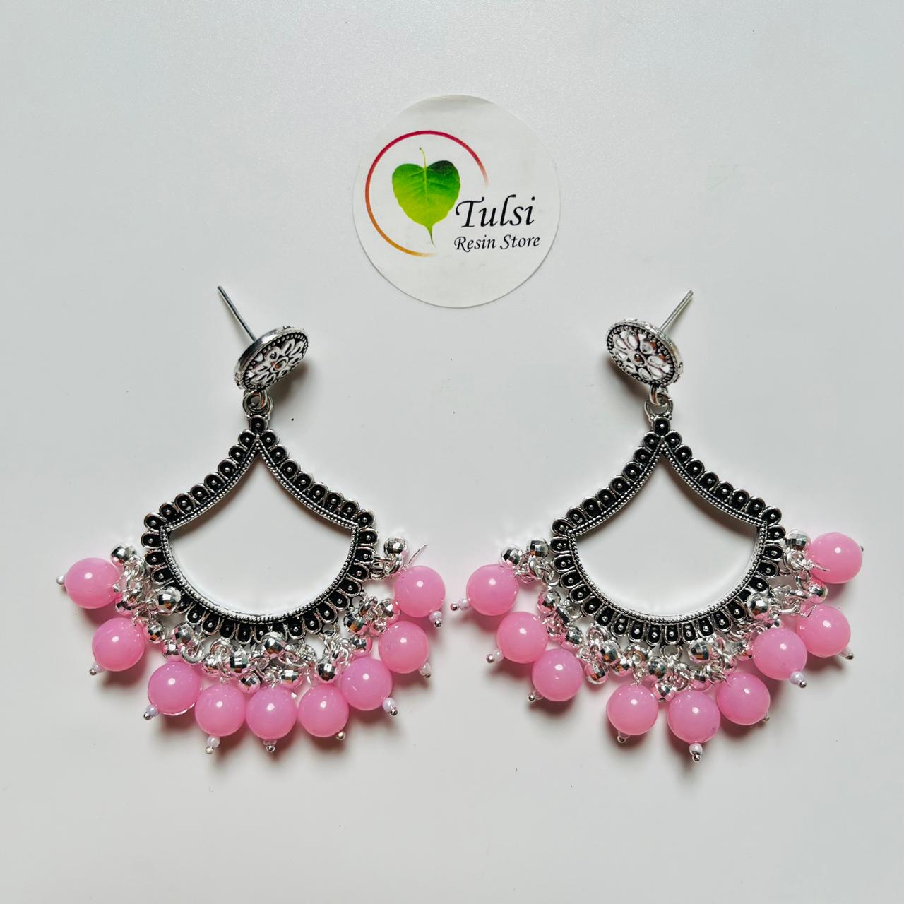 Diya Jhumka Bazel With Moti (Silver)