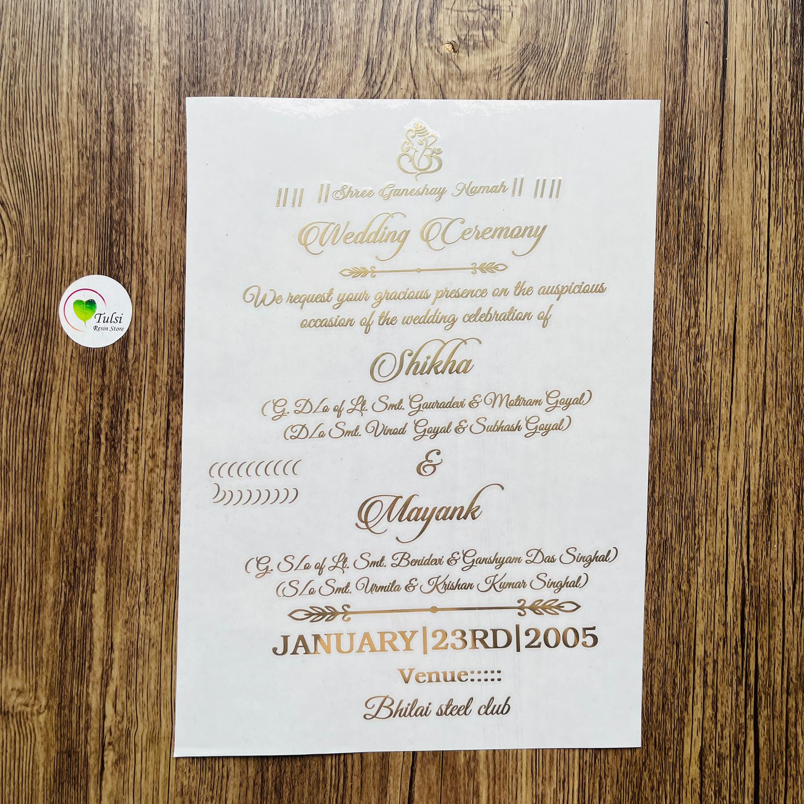 Custom Metal sticker- Wedding Invitation