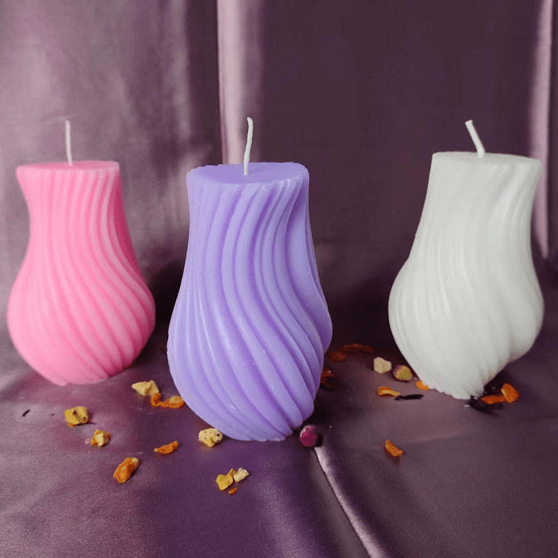 Twisted Ribbed Vase Shape Candle Mould