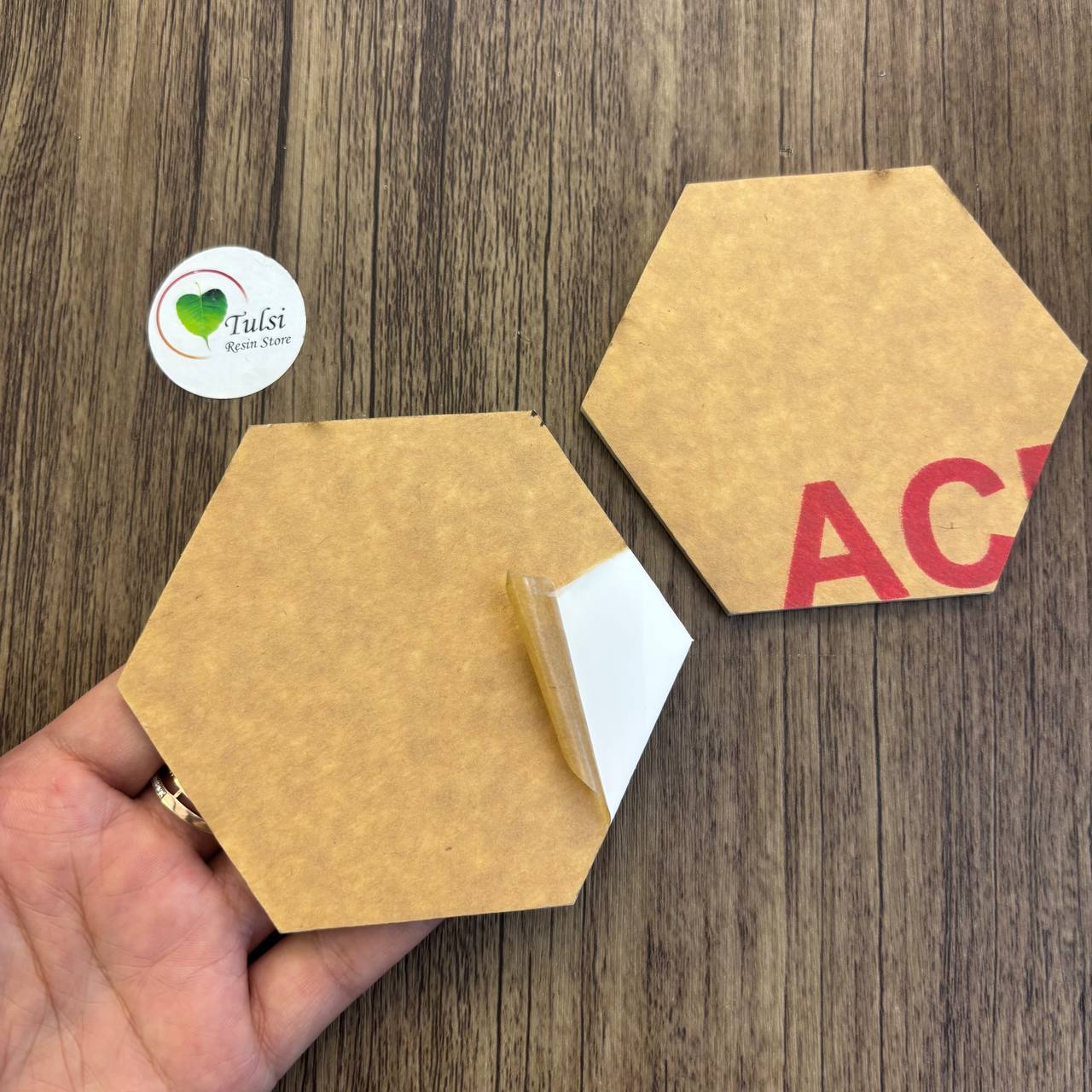 White Acrylic Hexagon Coaster- Set of 12