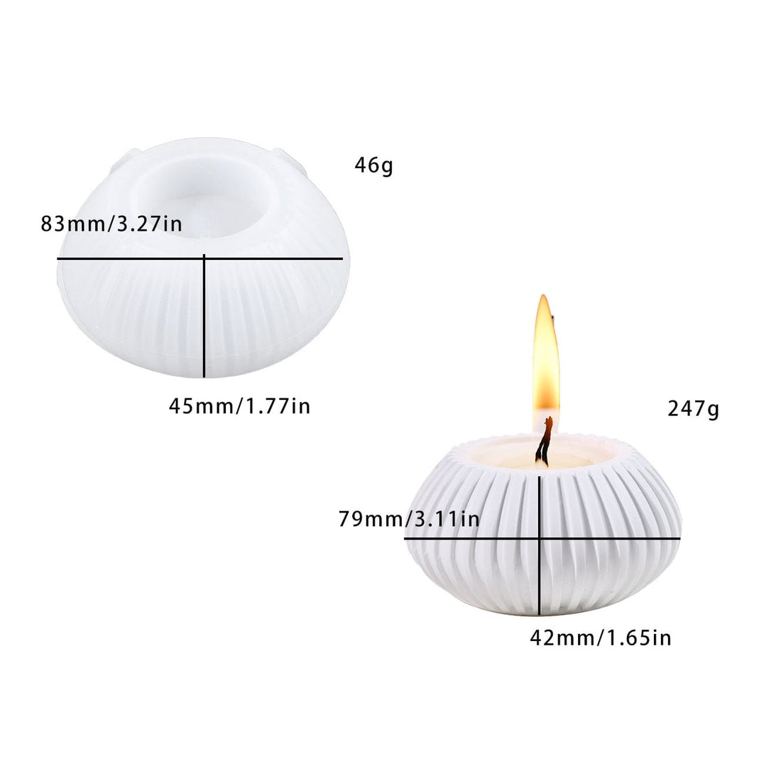 Striped Round Candle Holder Mould (A1)