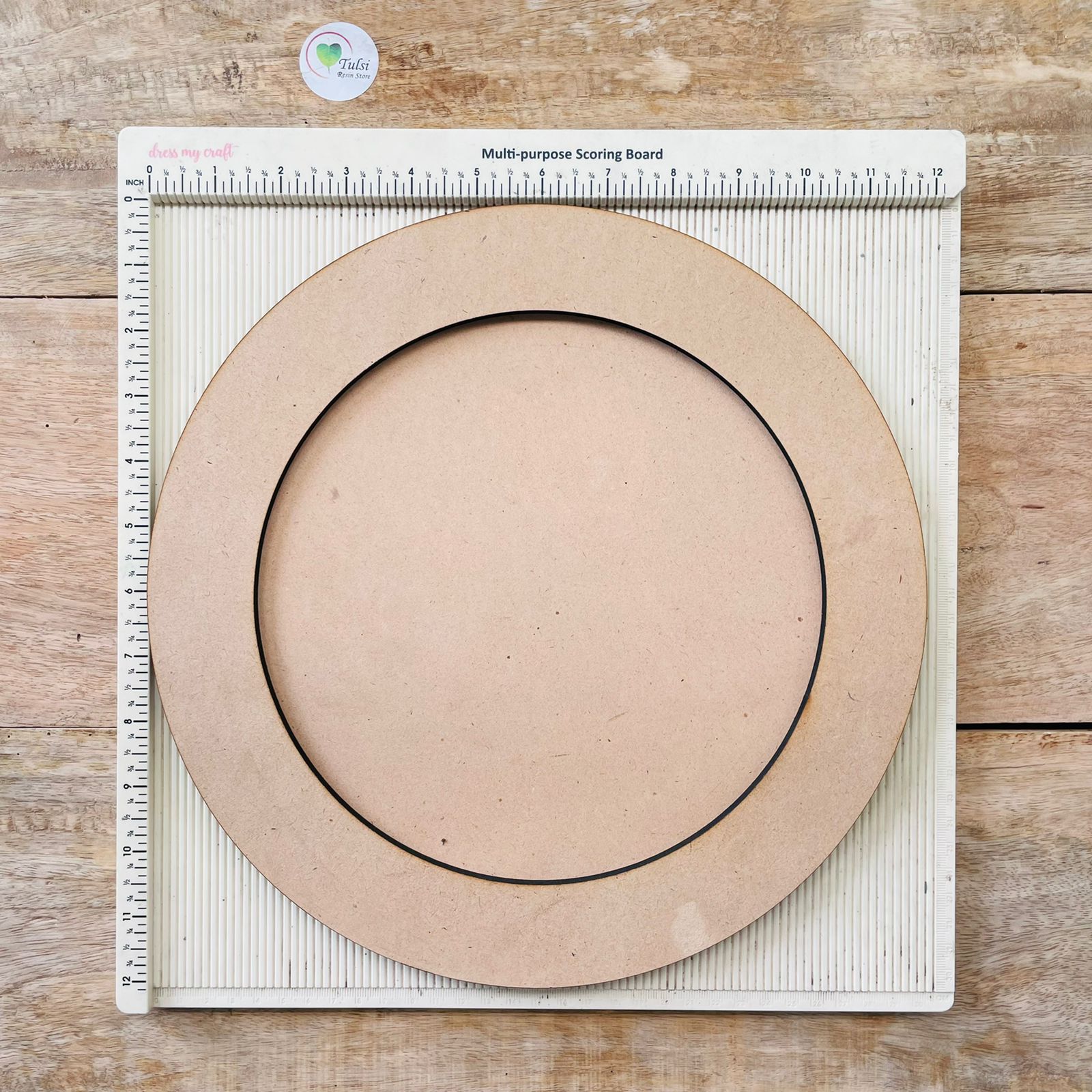 12” MDF round wall mural with hook 2 | Tulsi Resin