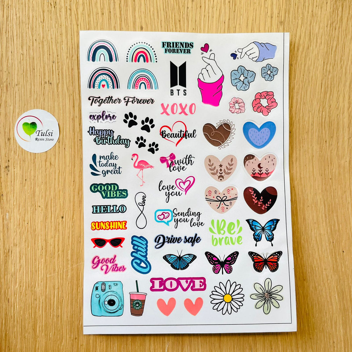 Aesthetic White Sticker Sheet – Tulsi Resin Store
