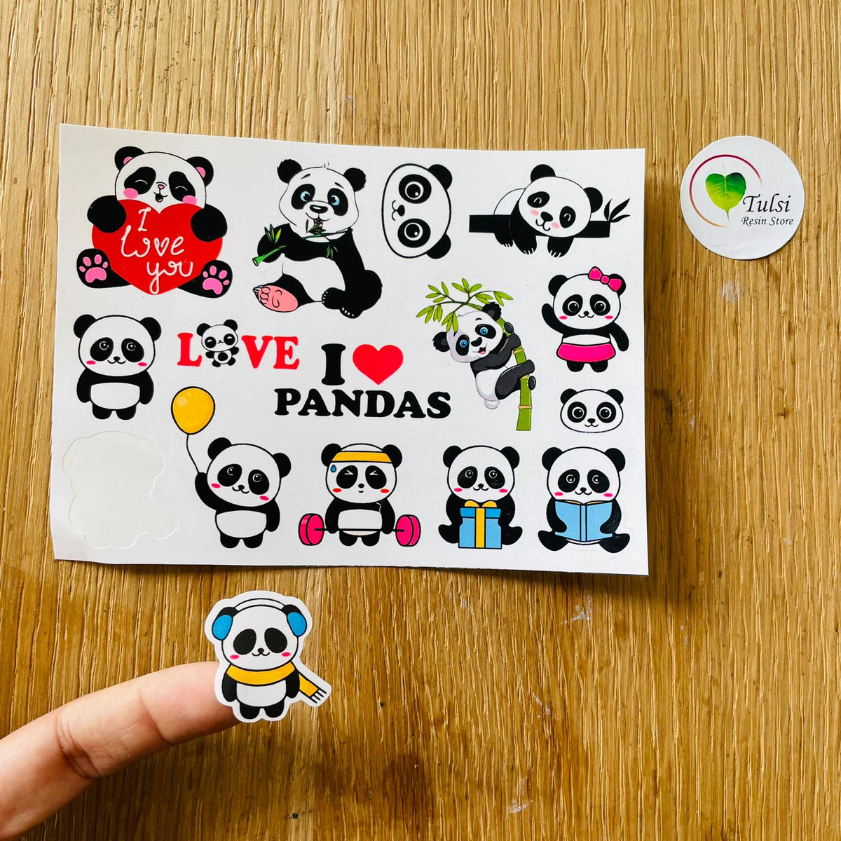 Colourful Sticker Sheet Panda Tulsi Resin Store