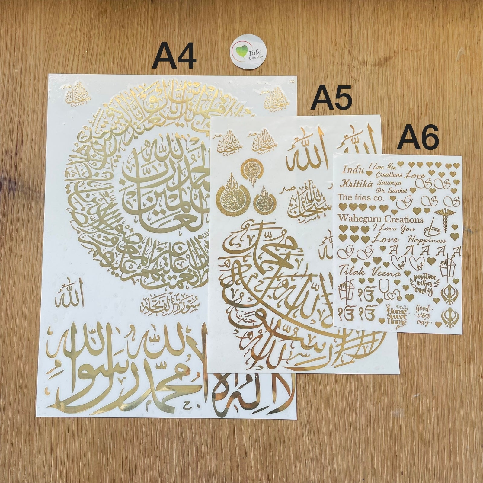 Custom Gold Metal Sticker Sheet 2 | Tulsi Resin
