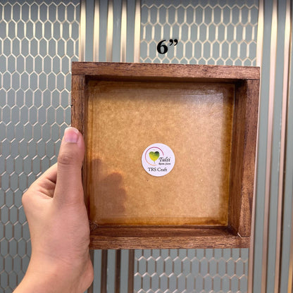 Teakwood Floating Frame (J) - Acrylic Base - 6" by 6" Frame - Tulsi Resin Store