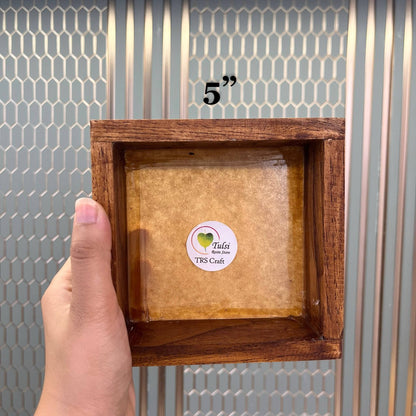 Teakwood Floating Frame (J) - Acrylic Base - 5" by 5" Frame - Tulsi Resin Store