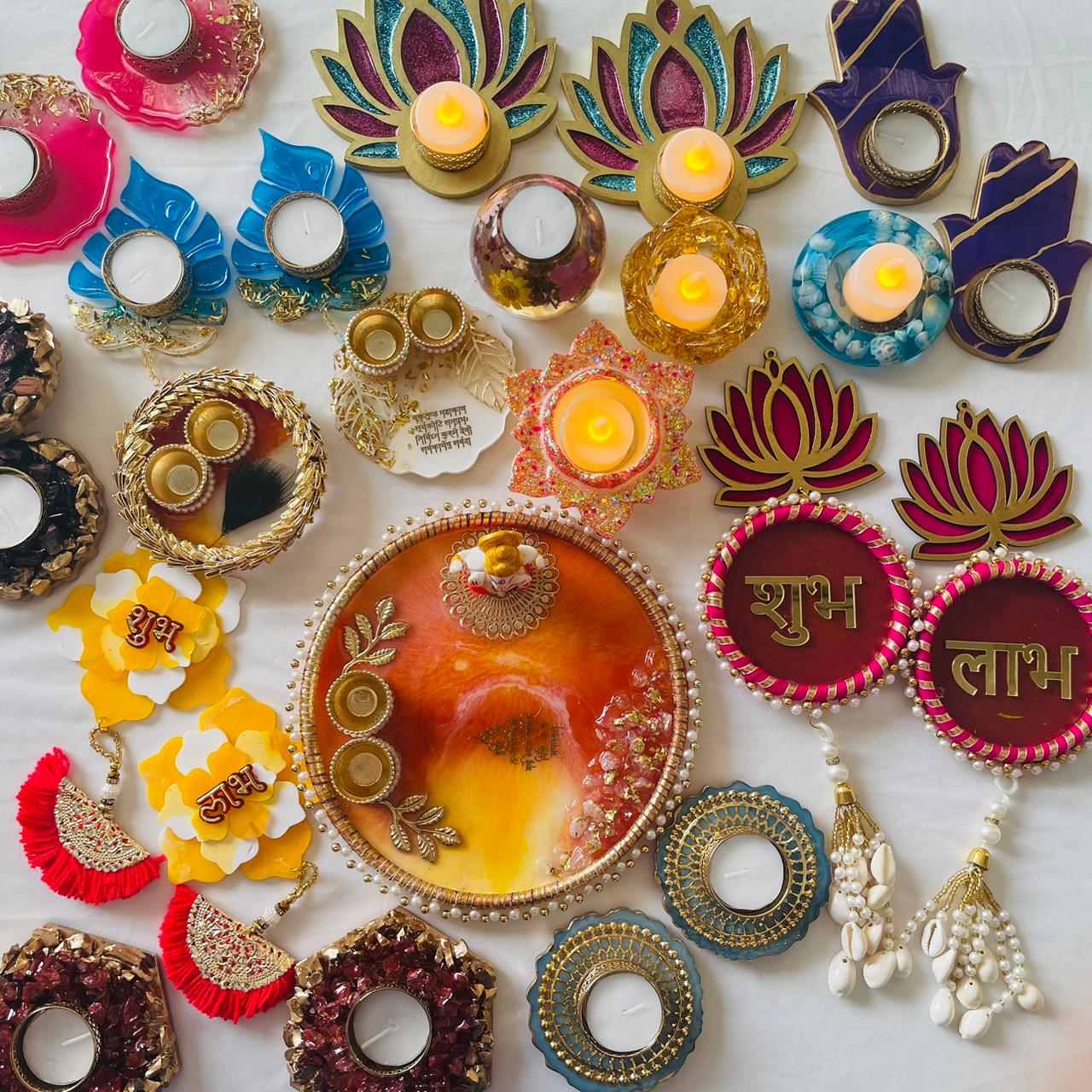 Recorded Diwali Course - Pooja Thali, T-Light Holders, Subh - Labh Hanging And More