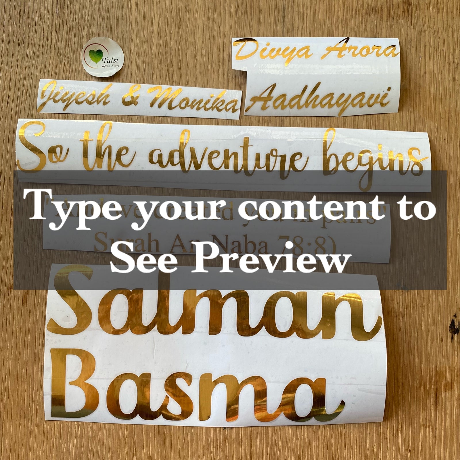 Custom Vinyl Sticker Two Line - Gold – Tulsi Resin Store