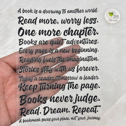 A6 UV DTF Sticker - Bookmark Caption (A)