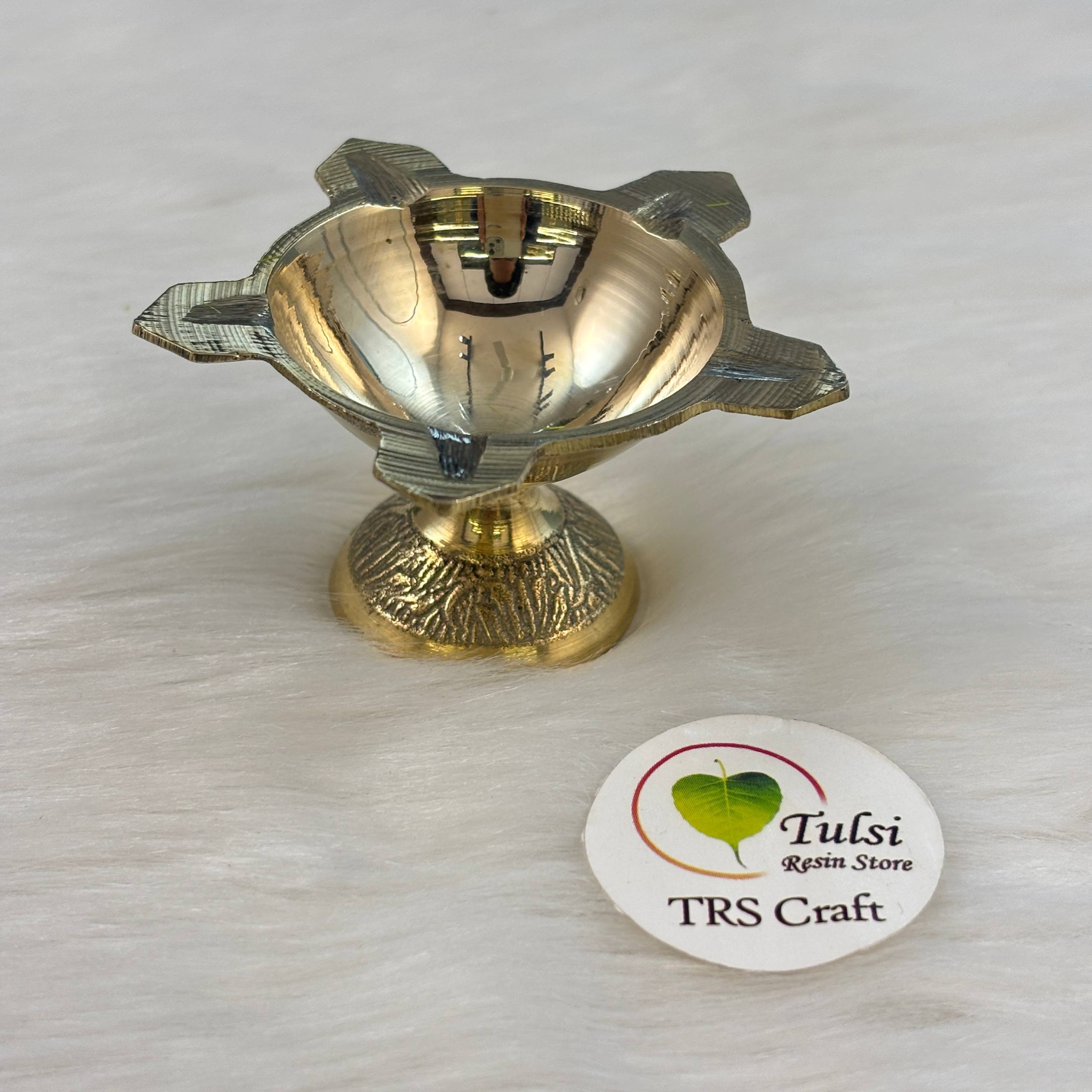Brass Diya With Stand (02) - Panchmukh