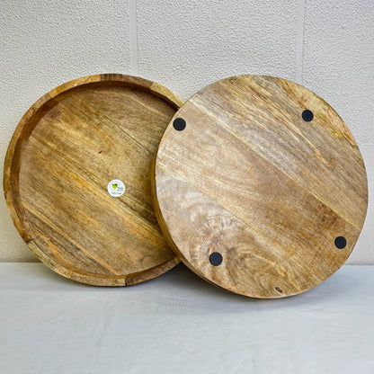 Mango Wooden Round Tray - 14 Inch - Tulsi Resin Store