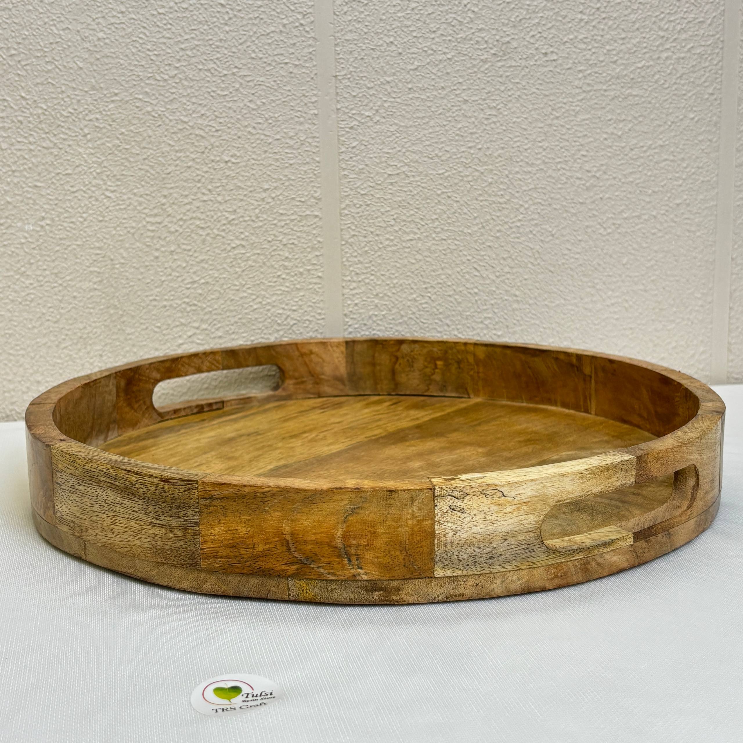 Mango Wooden Round Tray - - Tulsi Resin Store