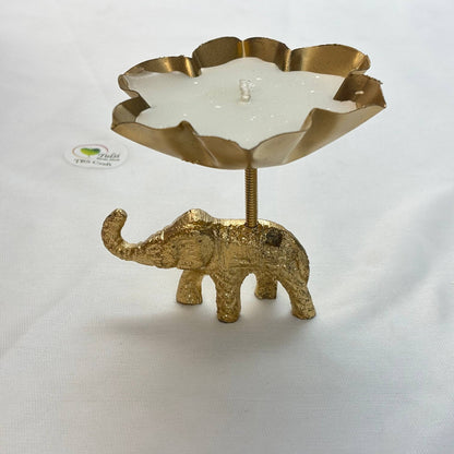 Metal Elephant Diya With Wax