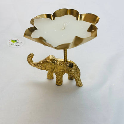 Metal Elephant Diya With Wax