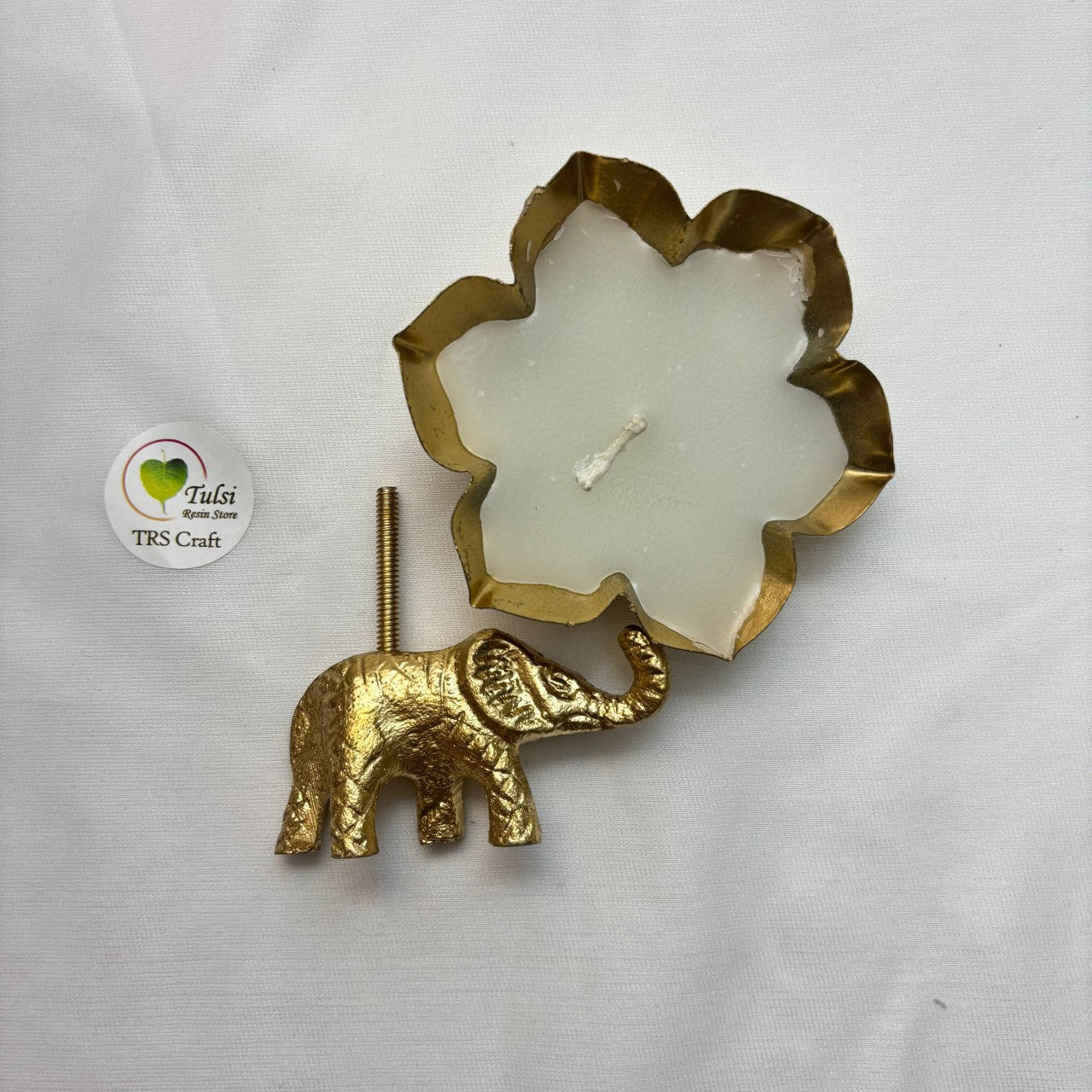 Metal Elephant Diya With Wax