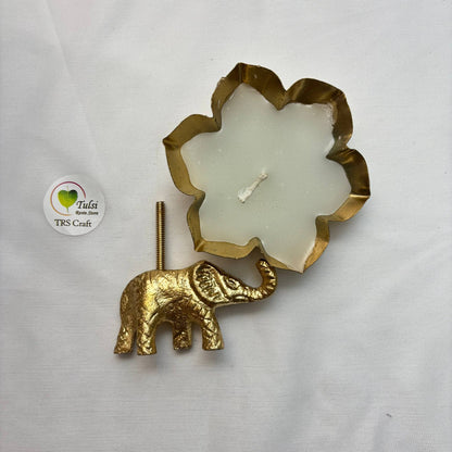 Metal Elephant Diya With Wax