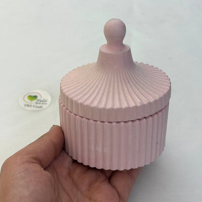 Concrete Jars (A24) - Striped Jar With Lid