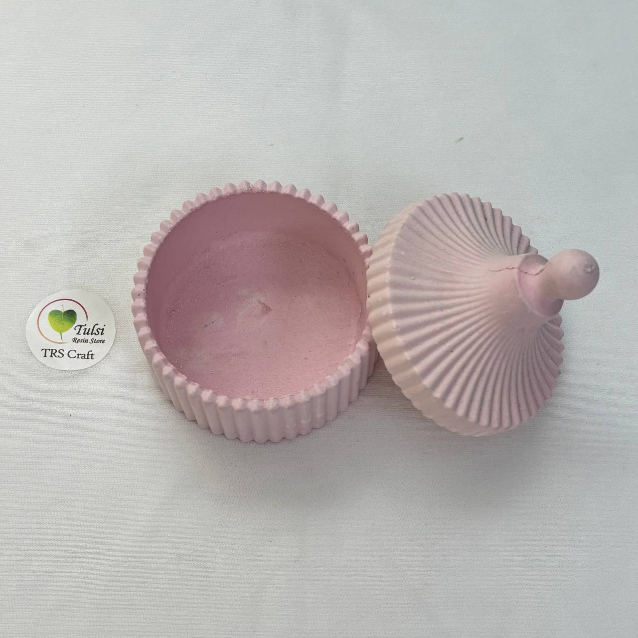 Concrete Jars (A24) - Striped Jar With Lid