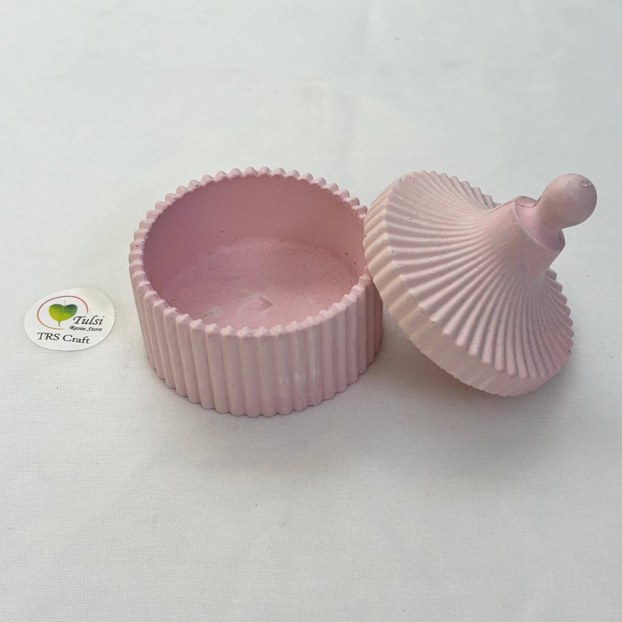 Concrete Jars (A24) - Striped Jar With Lid