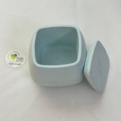 Concrete Jars (A22) - Plain Square Jar With Lid