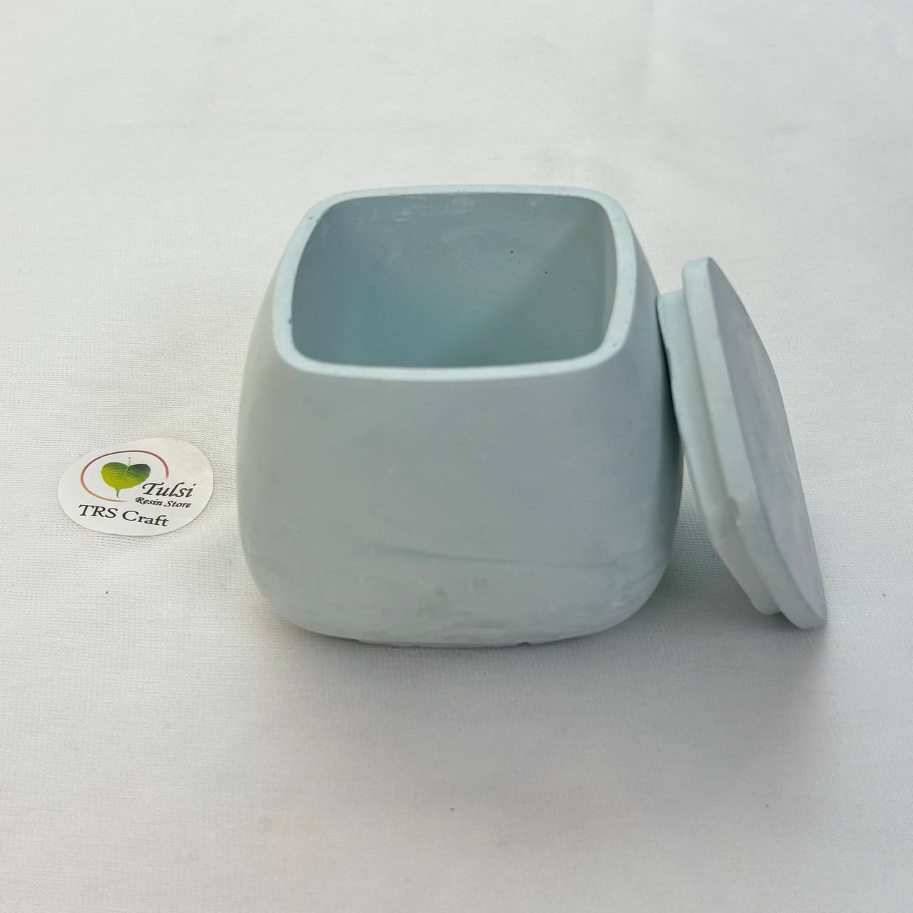 Concrete Jars (A22) - Plain Square Jar With Lid