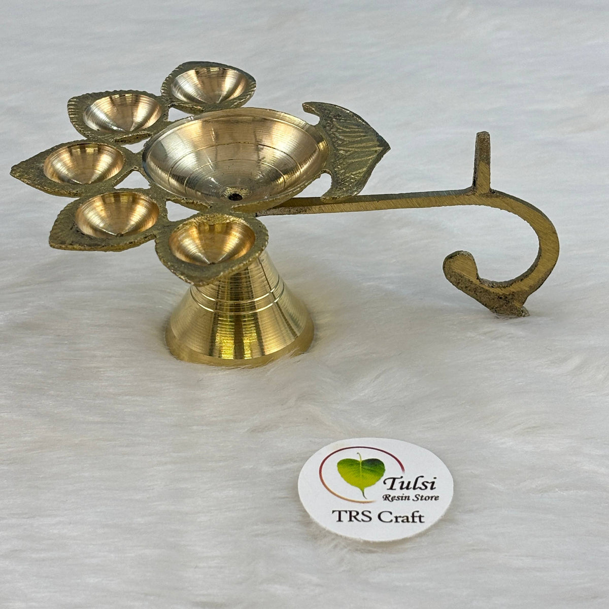 Brass Diya With Stand (03) - Panch Arti