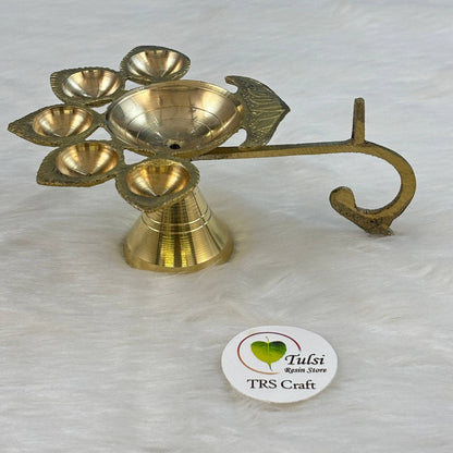 Brass Diya With Stand (03) - Panch Arti