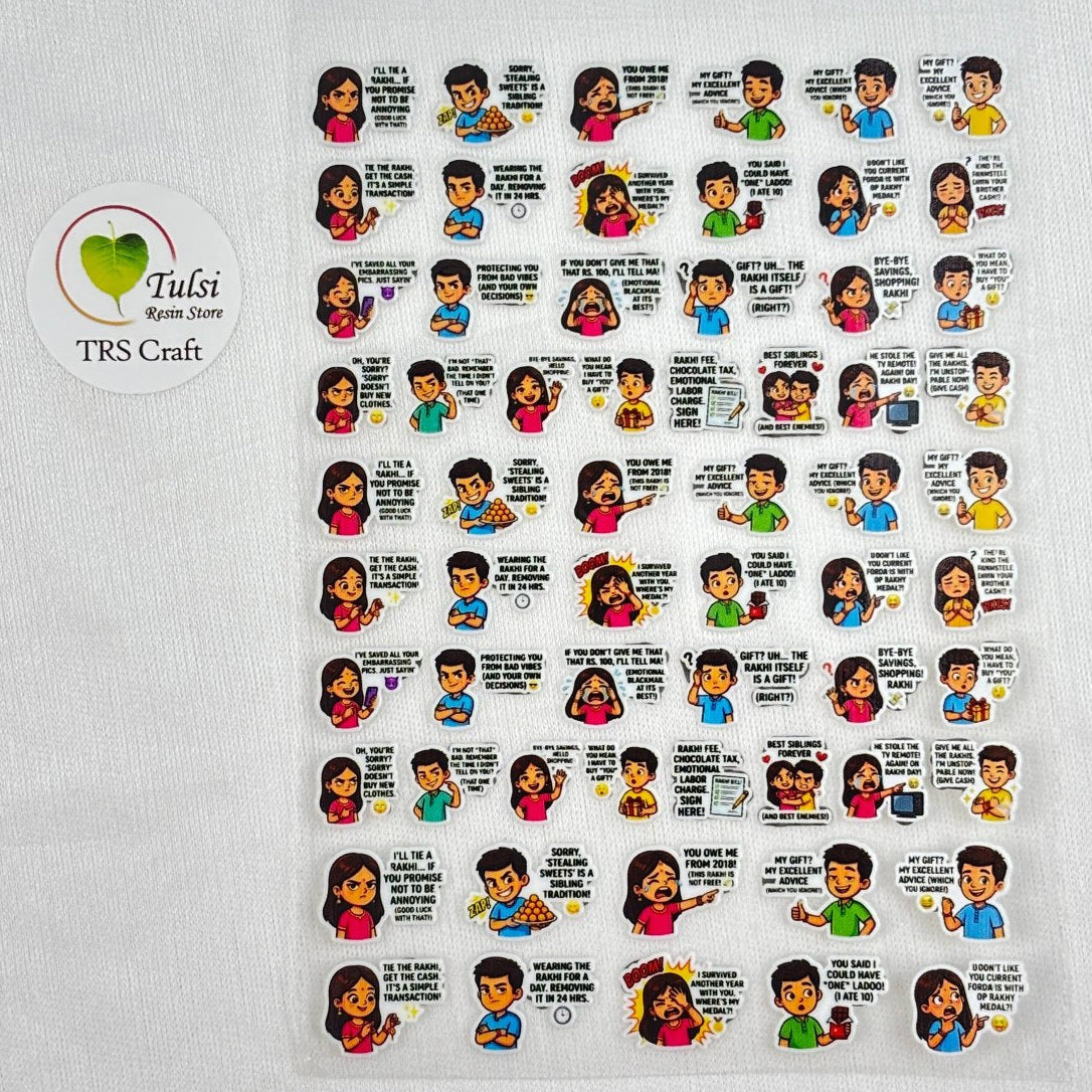 A6 UV DTF Sticker - Mix Rakhi (J) - #colour_ - Tulsi Resin Store