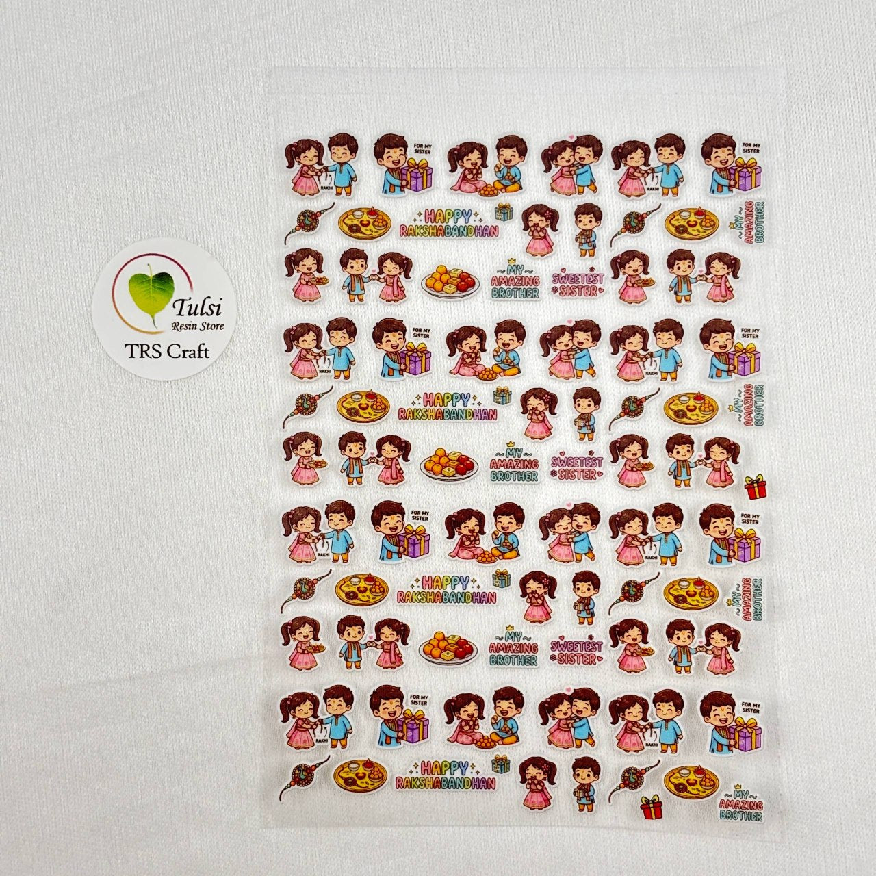 A6 UV DTF Sticker - Mix Rakhi (L) - #colour_ - Tulsi Resin Store