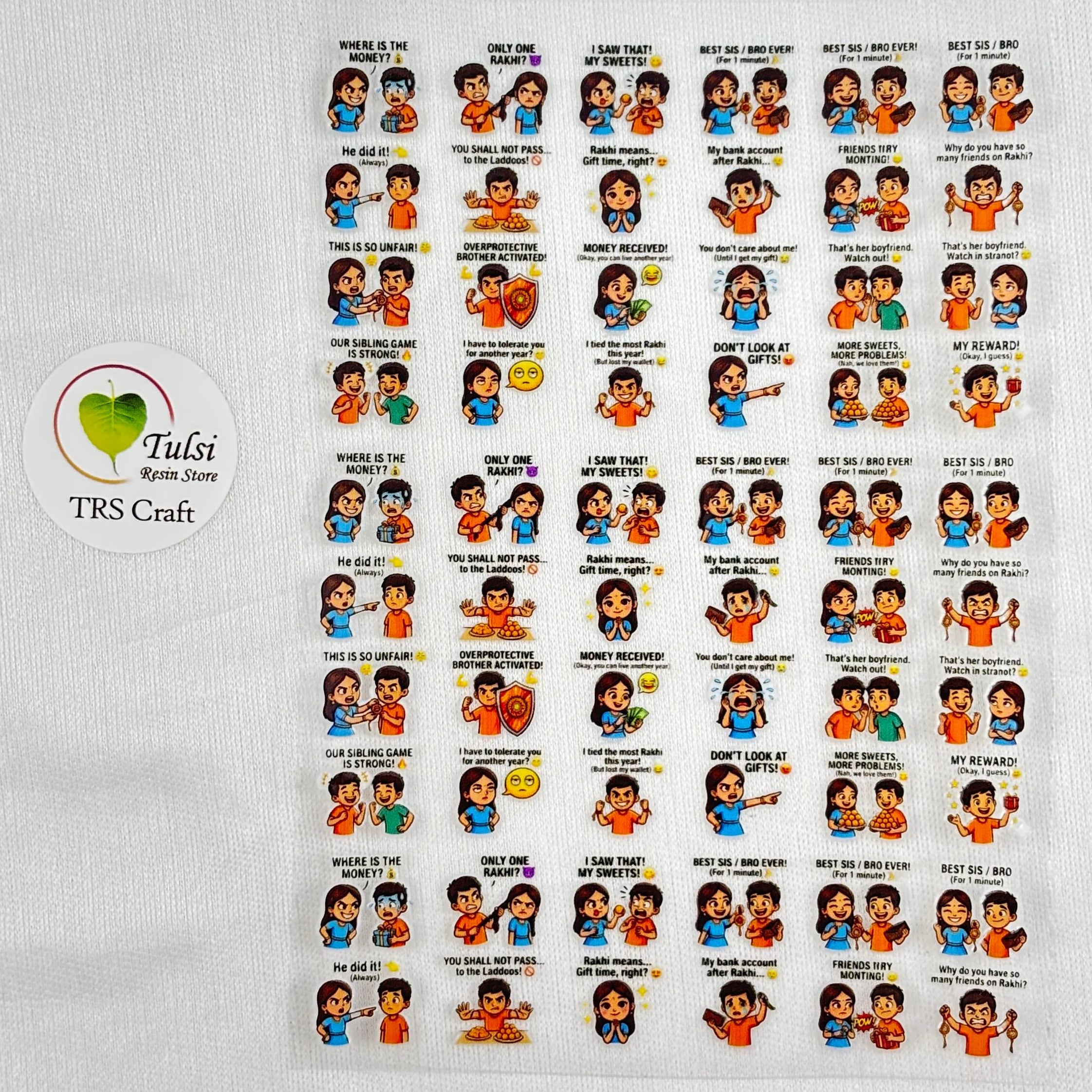 A6 UV DTF Sticker - Mix Rakhi (M) - - Tulsi Resin Store #colour_