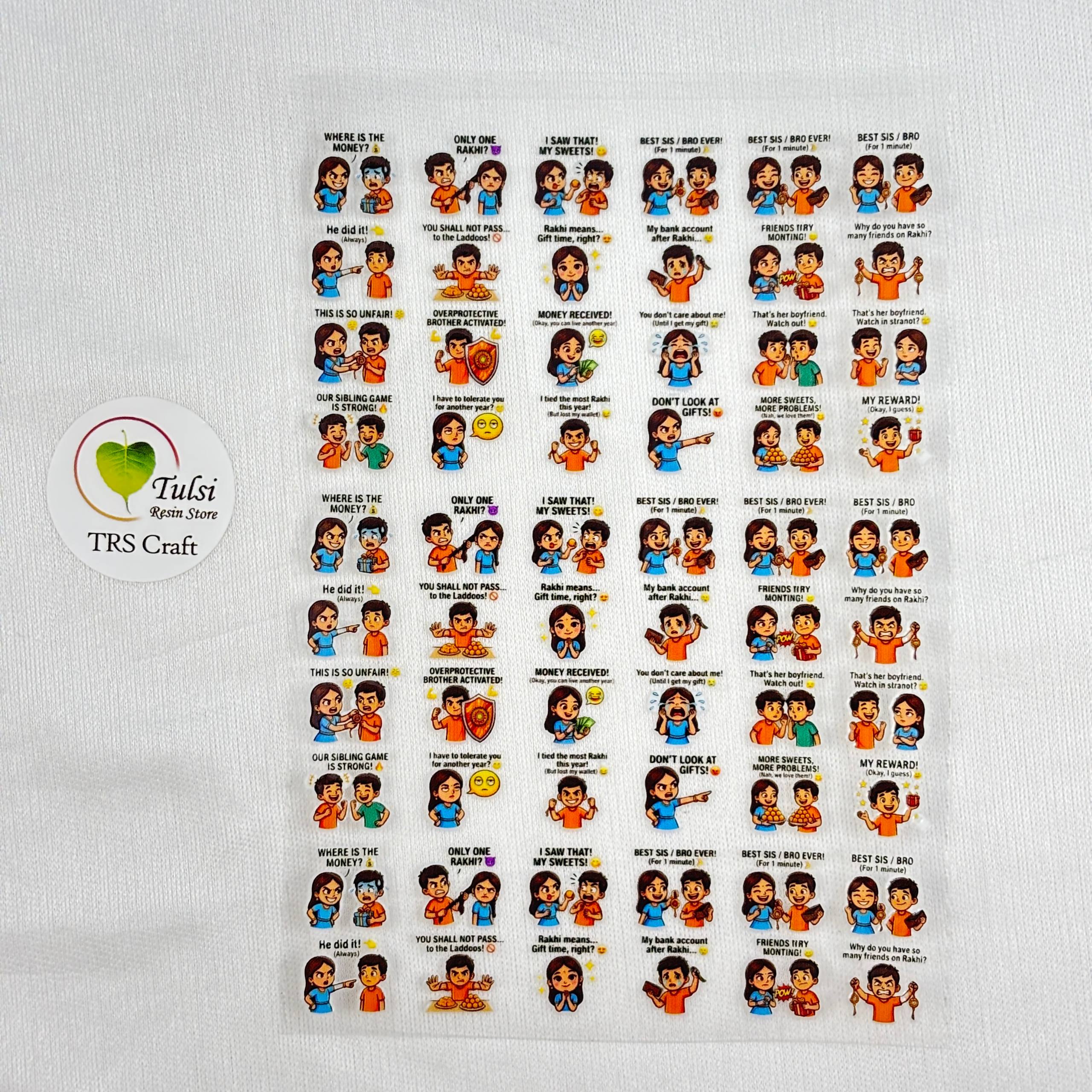 A6 UV DTF Sticker - Mix Rakhi (M) - - Tulsi Resin Store #colour_